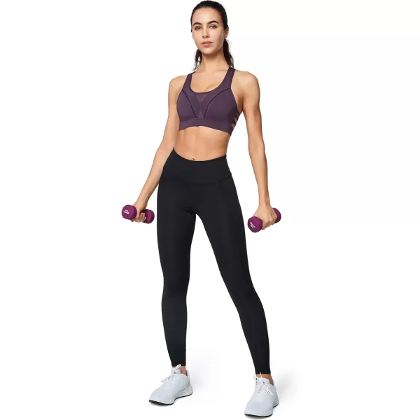 Yvette Leggings for Women with Pockets Butt Lift High Waisted Tummy Control Buttery Soft Mesh Panel Workout RunningStyle 1  Black