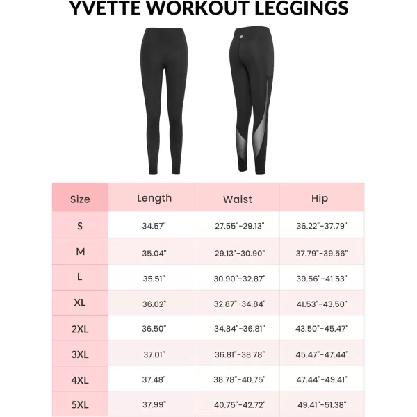 Yvette Leggings for Women with Pockets Butt Lift High Waisted Tummy Control Buttery Soft Mesh Panel Workout RunningStyle 1  Black