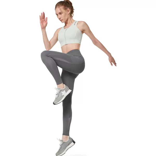 Yvette Leggings for Women with Pockets Butt Lift High Waisted Tummy Control Buttery Soft Mesh Panel Workout RunningStyle 1  Grey