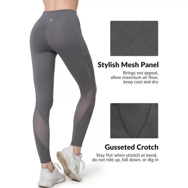 Yvette Leggings for Women with Pockets Butt Lift High Waisted Tummy Control Buttery Soft Mesh Panel Workout RunningStyle 1  Grey
