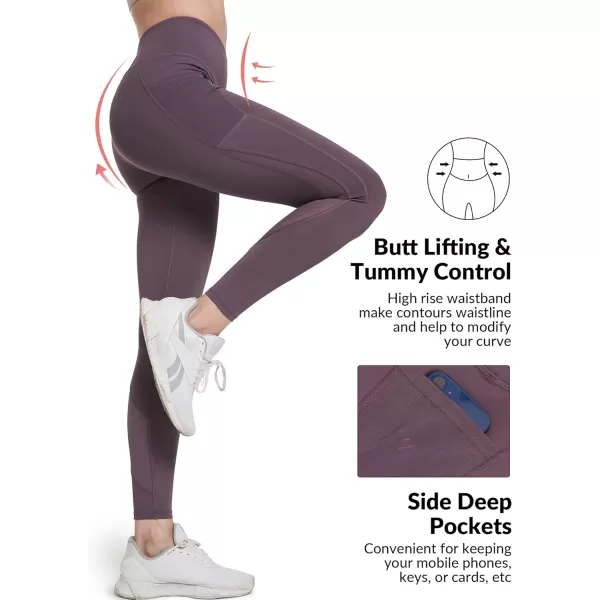 Yvette Leggings for Women with Pockets Butt Lift High Waisted Tummy Control Buttery Soft Mesh Panel Workout RunningStyle 1  Purple
