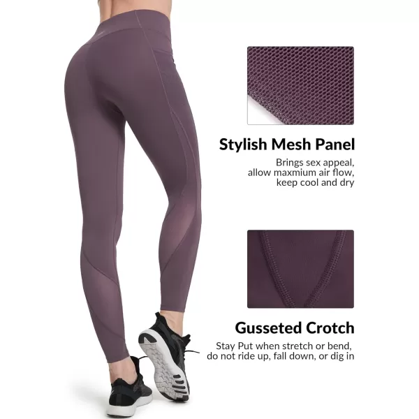 Yvette Leggings for Women with Pockets Butt Lift High Waisted Tummy Control Buttery Soft Mesh Panel Workout RunningStyle 1  Purple