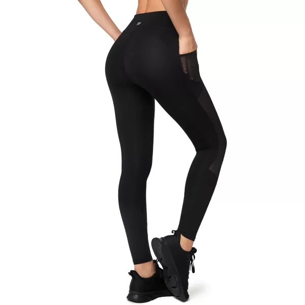 Yvette Leggings for Women with Pockets Butt Lift High Waisted Tummy Control Buttery Soft Mesh Panel Workout RunningStyle 2  Black