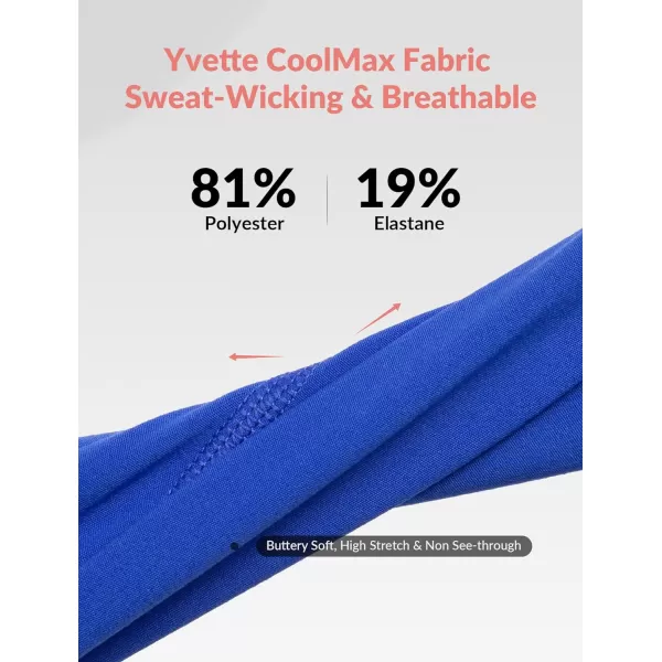 Yvette Leggings for Women with Pockets Butt Lift High Waisted Tummy Control Buttery Soft Mesh Panel Workout RunningStyle 2  Blue