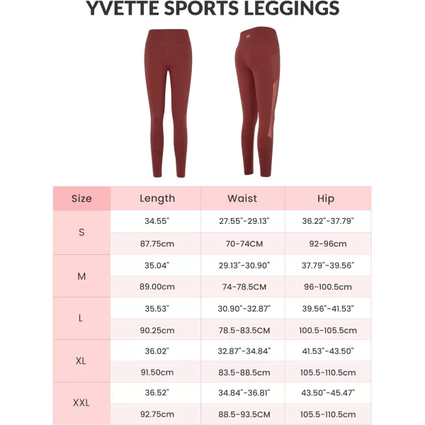 Yvette Leggings for Women with Pockets Butt Lift High Waisted Tummy Control Buttery Soft Mesh Panel Workout RunningStyle 2  Burgundy
