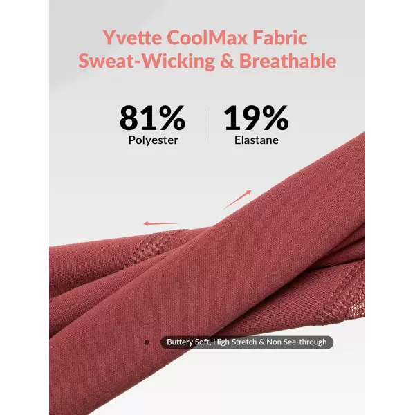 Yvette Leggings for Women with Pockets Butt Lift High Waisted Tummy Control Buttery Soft Mesh Panel Workout RunningStyle 2  Burgundy