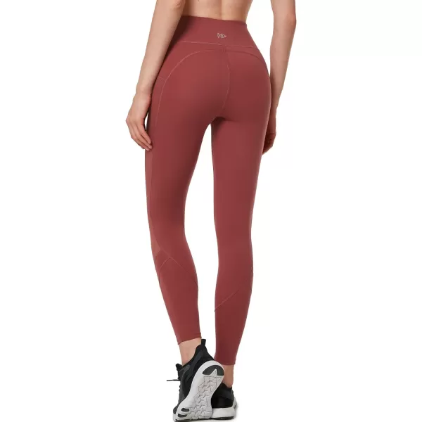 Yvette Leggings for Women with Pockets Butt Lift High Waisted Tummy Control Buttery Soft Mesh Panel Workout RunningStyle 2  Burgundy