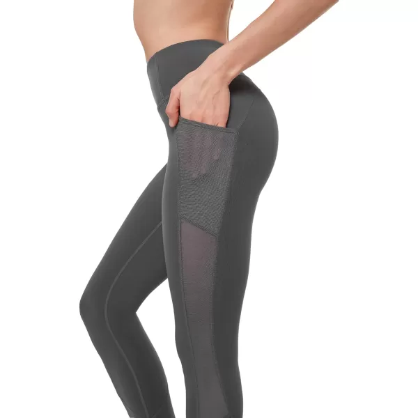 Yvette Leggings for Women with Pockets Butt Lift High Waisted Tummy Control Buttery Soft Mesh Panel Workout RunningStyle 2  Grey