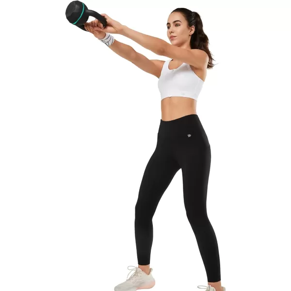 Yvette Leggings with Pockets for Women Tummy Control High Waist Non SeeThrough Workout Running Tights Buttery SoftBlack