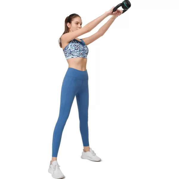 Yvette Leggings with Pockets for Women Tummy Control High Waist Non SeeThrough Workout Running Tights Buttery SoftBlue