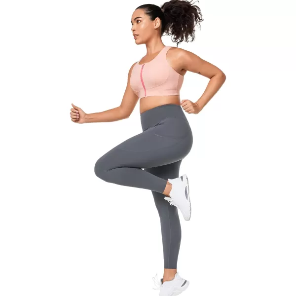 Yvette Leggings with Pockets for Women Tummy Control High Waist Non SeeThrough Workout Running Tights Buttery SoftGrey
