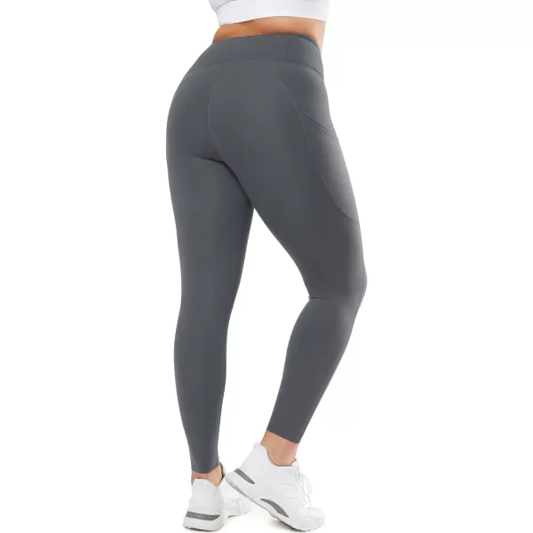 Yvette Leggings with Pockets for Women Tummy Control High Waist Non SeeThrough Workout Running Tights Buttery SoftGrey