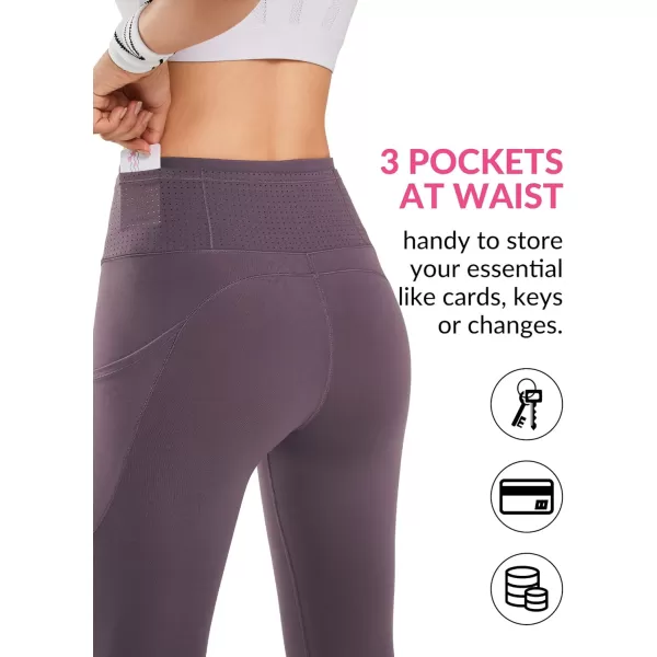 Yvette Leggings with Pockets for Women Tummy Control High Waist Non SeeThrough Workout Running Tights Buttery SoftPurple