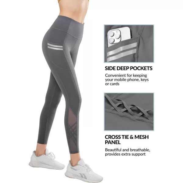 Yvette Leggings with Pockets for WomenHigh Waisted Tummy Control Buttery Soft Yoga PantsGrey