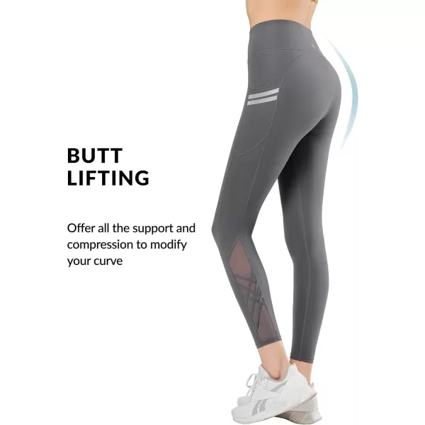 Yvette Leggings with Pockets for WomenHigh Waisted Tummy Control Buttery Soft Yoga PantsGrey
