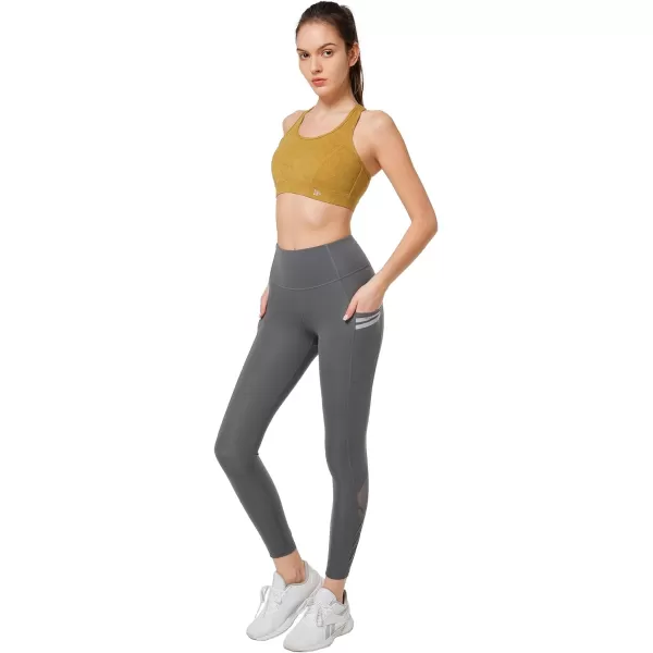Yvette Leggings with Pockets for WomenHigh Waisted Tummy Control Buttery Soft Yoga PantsGrey