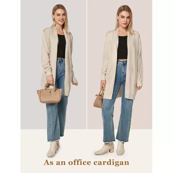 Yvette Long Cardigan Sweaters for Women with Pockets Lightweight Oversized Jacket Fall 2023 Plus Size Sweater CoatBeigeOffwhite