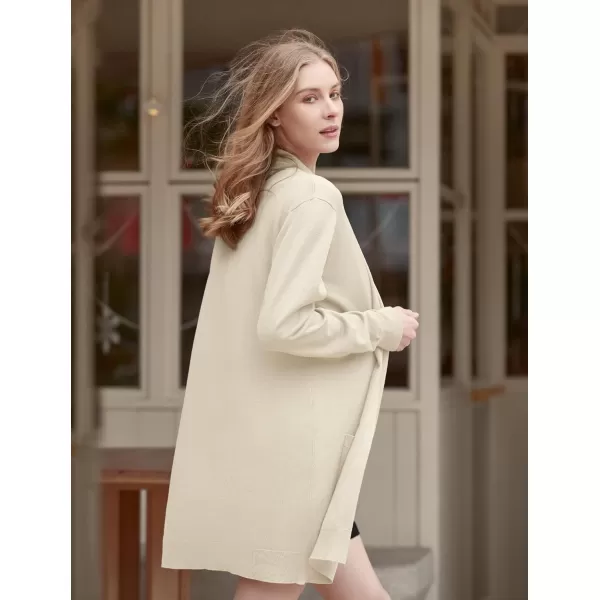 Yvette Long Cardigan Sweaters for Women with Pockets Lightweight Oversized Jacket Fall 2023 Plus Size Sweater CoatBeigeOffwhite