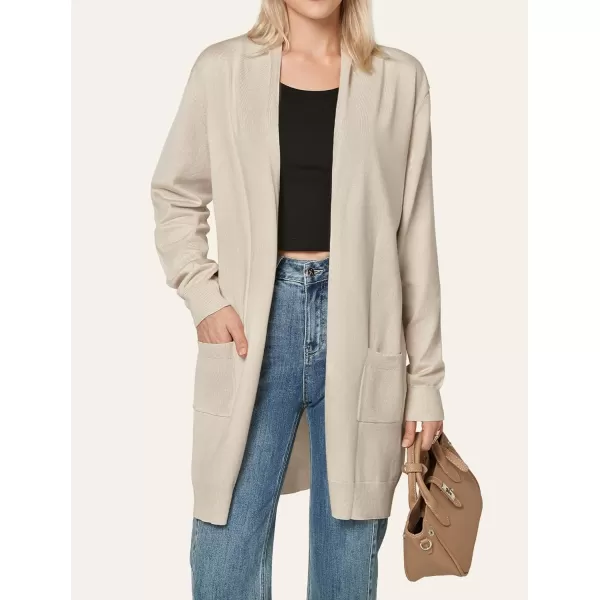 Yvette Long Cardigan Sweaters for Women with Pockets Lightweight Oversized Jacket Fall 2023 Plus Size Sweater CoatBeigeOffwhite