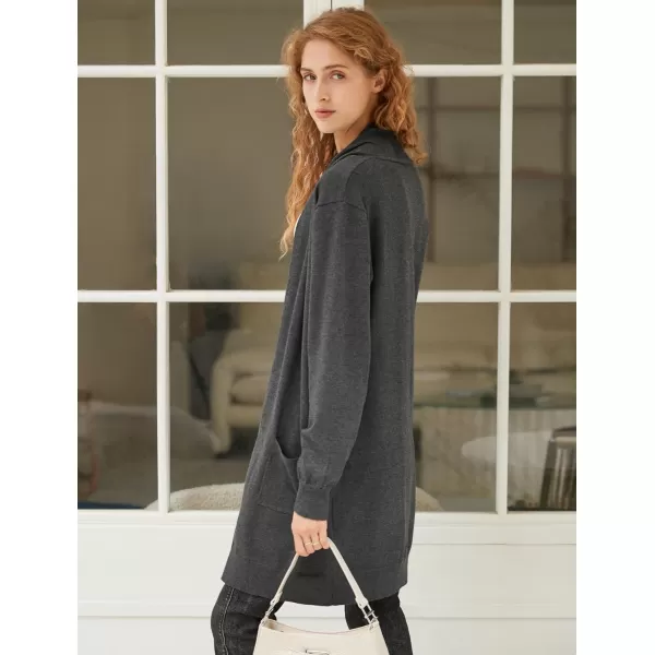 Yvette Long Cardigan Sweaters for Women with Pockets Lightweight Oversized Jacket Fall 2023 Plus Size Sweater CoatDark Grey