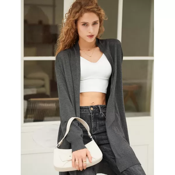 Yvette Long Cardigan Sweaters for Women with Pockets Lightweight Oversized Jacket Fall 2023 Plus Size Sweater CoatDark Grey