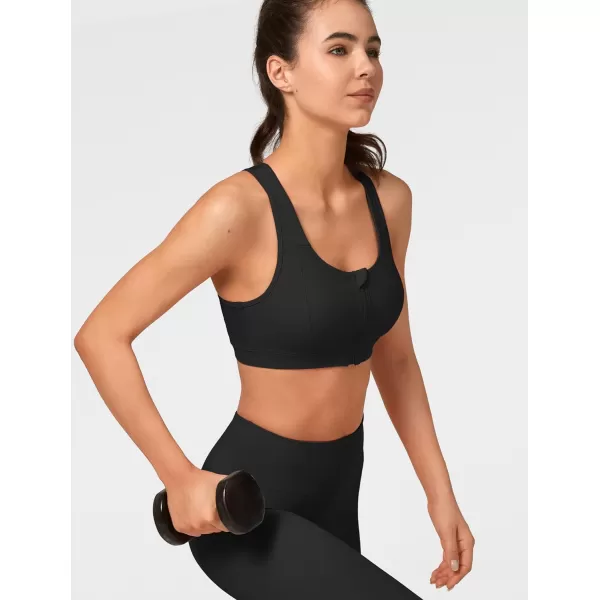Yvette Mesh Sports Bras for Women High Impact Racerback Supportive Workout Bra for Running Plus Size Fitness BraBlack