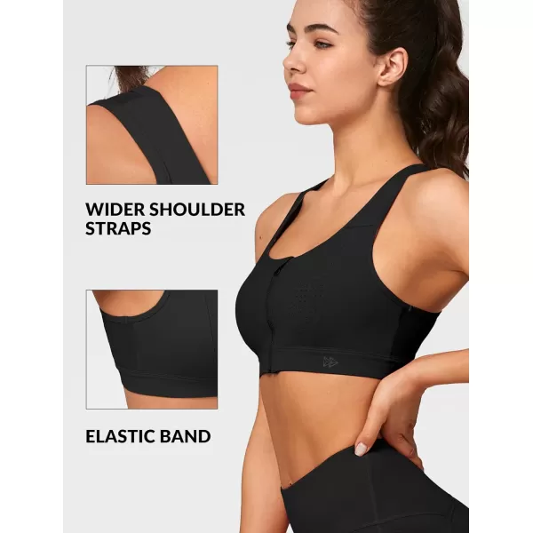 Yvette Mesh Sports Bras for Women High Impact Racerback Supportive Workout Bra for Running Plus Size Fitness BraBlack