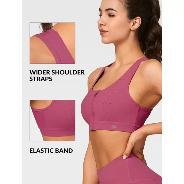 Yvette Mesh Sports Bras for Women High Impact Racerback Supportive Workout Bra for Running Plus Size Fitness BraBurgundy