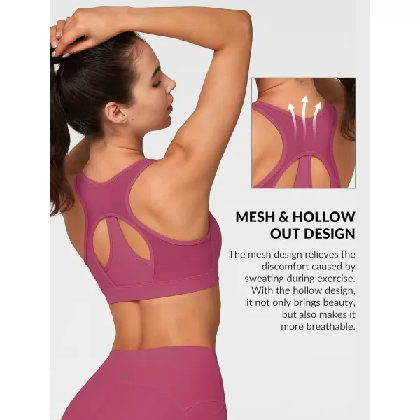 Yvette Mesh Sports Bras for Women High Impact Racerback Supportive Workout Bra for Running Plus Size Fitness BraBurgundy