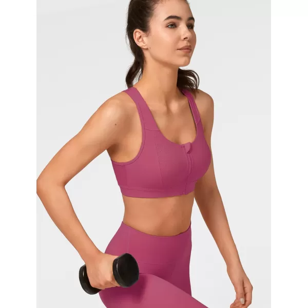 Yvette Mesh Sports Bras for Women High Impact Racerback Supportive Workout Bra for Running Plus Size Fitness BraBurgundy