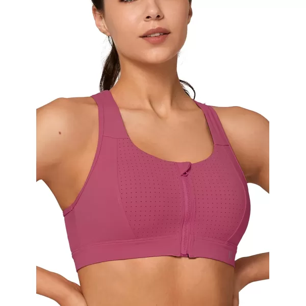 Yvette Mesh Sports Bras for Women High Impact Racerback Supportive Workout Bra for Running Plus Size Fitness BraBurgundy