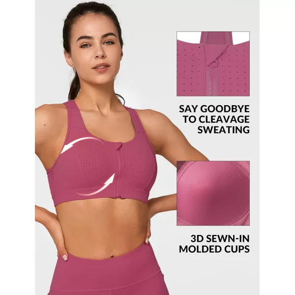 Yvette Mesh Sports Bras for Women High Impact Racerback Supportive Workout Bra for Running Plus Size Fitness BraBurgundy