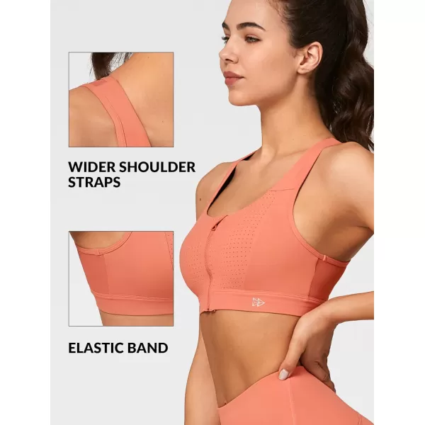 Yvette Mesh Sports Bras for Women High Impact Racerback Supportive Workout Bra for Running Plus Size Fitness BraOrange