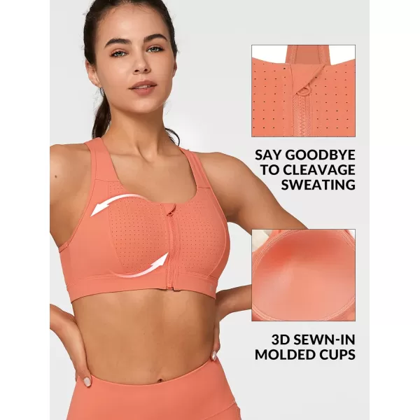 Yvette Mesh Sports Bras for Women High Impact Racerback Supportive Workout Bra for Running Plus Size Fitness BraOrange