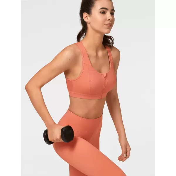 Yvette Mesh Sports Bras for Women High Impact Racerback Supportive Workout Bra for Running Plus Size Fitness BraOrange