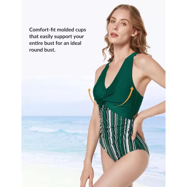 Yvette One Piece Swimsuit Women Sexy Summer Bathing Suit High Waisted Bikini Sets Tummy ControlGreen