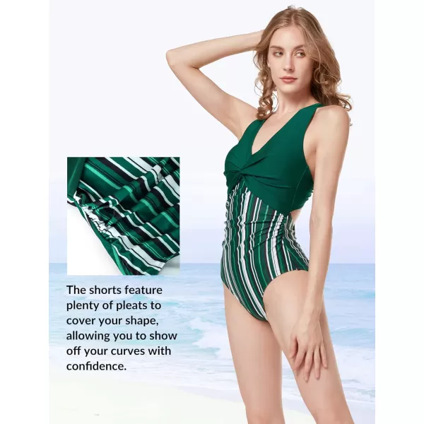 Yvette One Piece Swimsuit Women Sexy Summer Bathing Suit High Waisted Bikini Sets Tummy ControlGreen