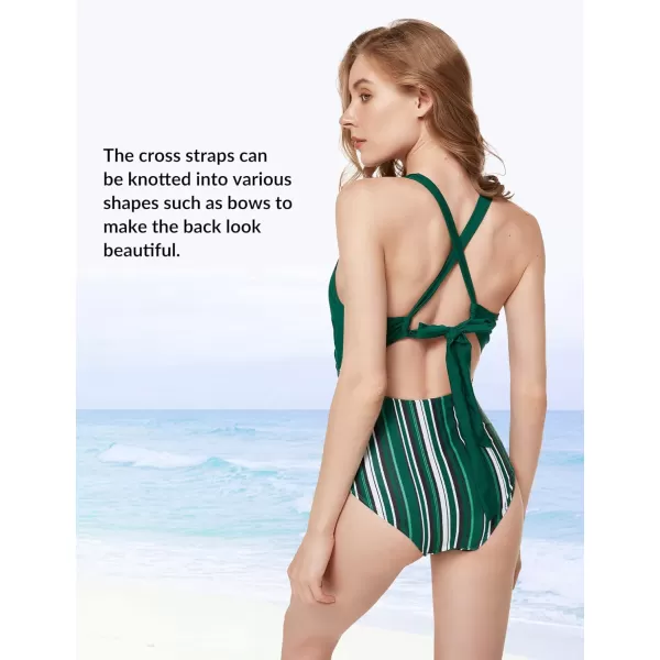 Yvette One Piece Swimsuit Women Sexy Summer Bathing Suit High Waisted Bikini Sets Tummy ControlGreen