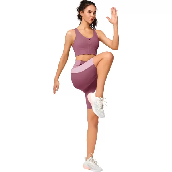 Yvette Open Back Zip Front Closure Sports Bras for Women High Impact Workout Fitness Running Bra for Large BustPurple