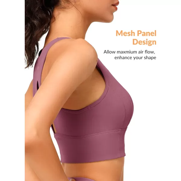 Yvette Open Back Zip Front Closure Sports Bras for Women High Impact Workout Fitness Running Bra for Large BustPurple