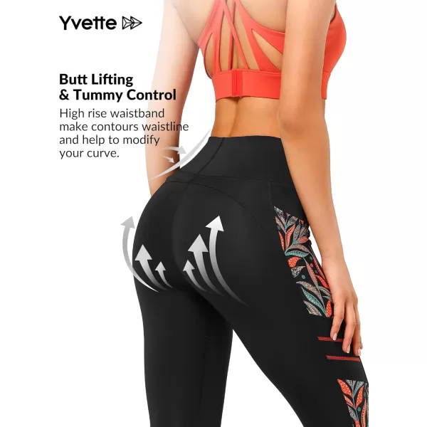 Yvette Printed Workout Leggings for Women High Waisted Yoga Pants with 2 Pockets Non SeeThrough Tummy ControlOrange Printed