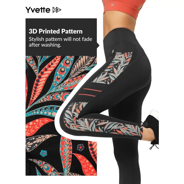 Yvette Printed Workout Leggings for Women High Waisted Yoga Pants with 2 Pockets Non SeeThrough Tummy ControlOrange Printed