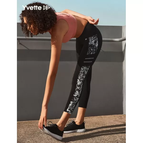 Yvette Printed Workout Leggings for Women High Waisted Yoga Pants with 2 Pockets Non SeeThrough Tummy ControlOrange Printed