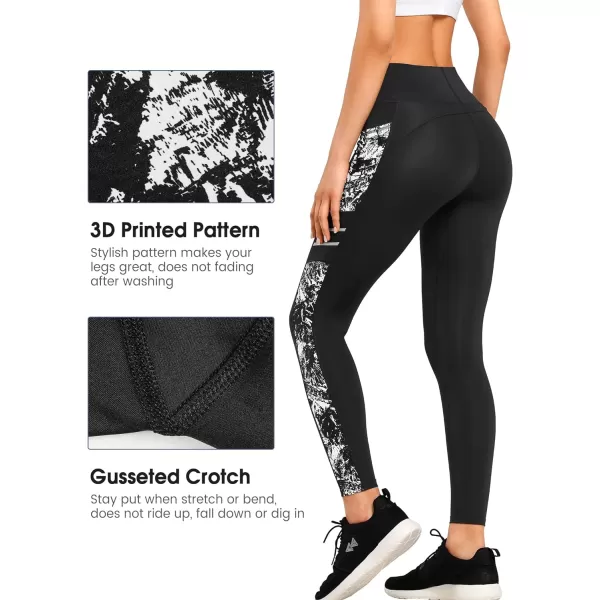 Yvette Printed Workout Leggings for Women High Waisted Yoga Pants with 2 Pockets Non SeeThrough Tummy ControlWhite Printed