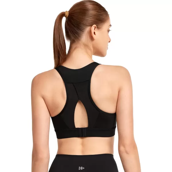 Yvette Racerback Sports Bra for Women High Impact Mesh Sports Bra High Support for Running Large BreastsBlack