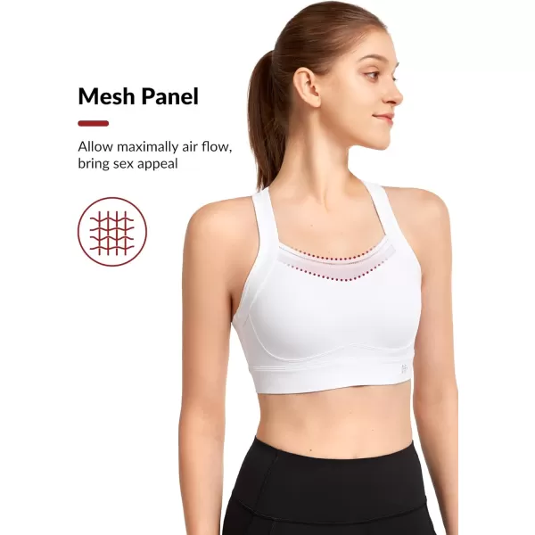 Yvette Racerback Sports Bra for Women High Impact Mesh Sports Bra High Support for Running Large BreastsWhite