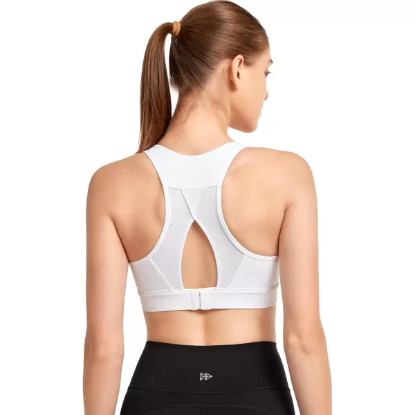 Yvette Racerback Sports Bra for Women High Impact Mesh Sports Bra High Support for Running Large BreastsWhite