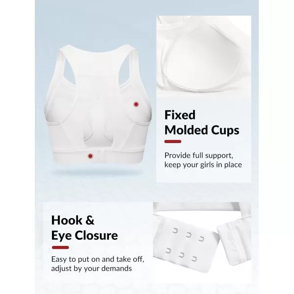 Yvette Racerback Sports Bra for Women High Impact Mesh Sports Bra High Support for Running Large BreastsWhite