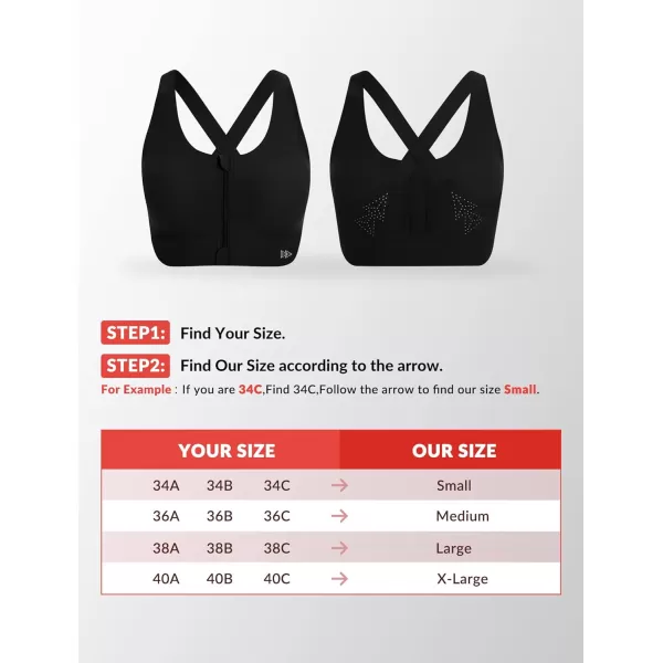 Yvette Seamless Post Surgery Sports Bra  Medium Support Zip BraWireless SupportiveComfortableBlack