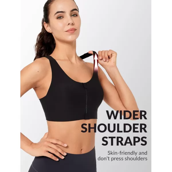 Yvette Seamless Post Surgery Sports Bra  Medium Support Zip BraWireless SupportiveComfortableBlack